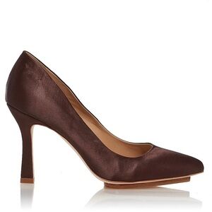 SALONE MONET Anita Dressy Slip On Pump in Brown Satin - NWT